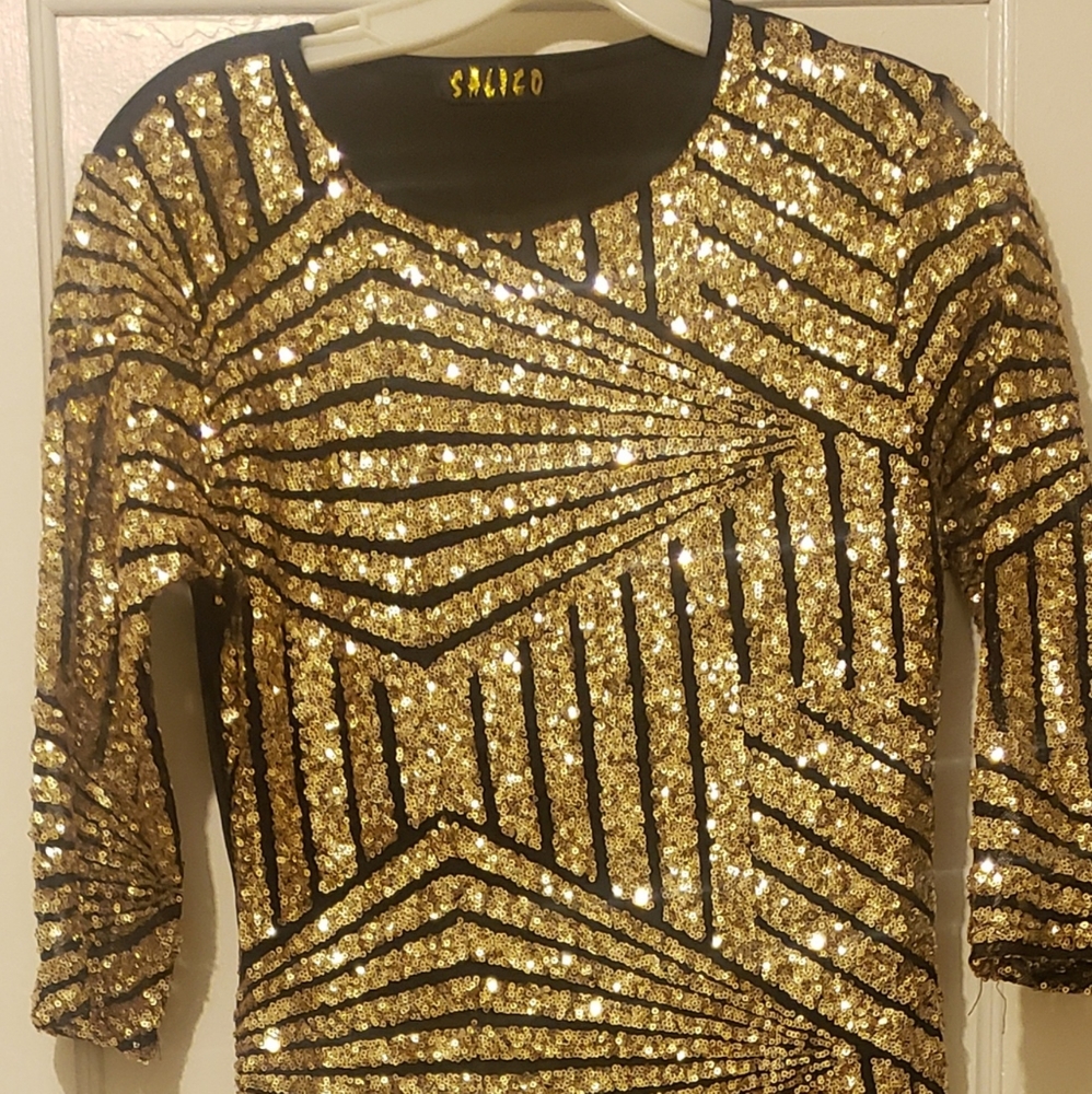 Black and gold sequin Bodycon dress
